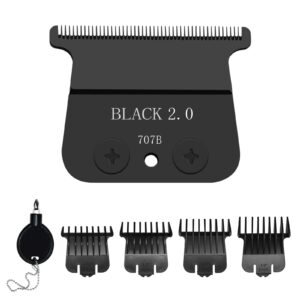 707B Replacement Blade compatible with BaBylissPRO FX787 & FX726 Trimmers,DLC Replacement Blades with 4 Guards Set Compatible with BaByliss Trimmer Blades,Black