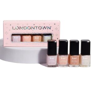 LONDONTOWN Illuminating Essentials Nail Concealer, Milky Sheer Mini Set Polish – Long Lasting Brightening Lacquer Nail Care for Discolored, Yellowing Nails, .24fl oz