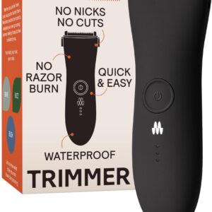 MERIDIAN The Trimmer Original – Body Hair Trimmer for Men, Electric Shaver for Pubic Hair, Chest, Legs & Bikini, Waterproof & Rechargeable, Onyx