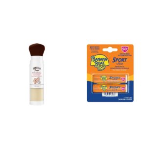 Hawaiian Tropic Mineral Powder Sunscreen Brush SPF 30 & Banana Boat Sport Ultra Lip Balm SPF 50 Twin Pack