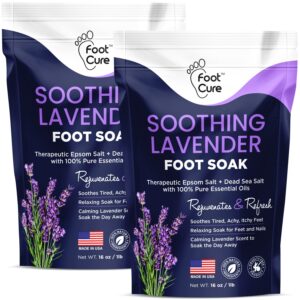 Soothing Lavender Foot Soak – Pedicure Foot Spa with Epson Salts for Soaking Feet – Foot Massager Spa – Foot Scrubber Dead Skin Remover – Epsom Salt Bath Soak