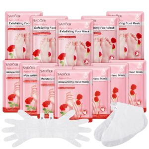 24 Pcs Moisturizing Hand and Foot Masks Hydrating Gloves Socks Masks for Dry Foot Hand Skin Gift for Women Men Soft Smooth Thanksgiving Christmas Gift(Rose Red>Rose)