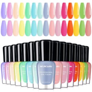 Nail Polish Set Fingernail: Pastel Macaron Rainbow Nail Polish Kit Regular Neon Air Quick Dry Nail Polish Pack for Women Nail Art Design Gift Holiday Party 0.27oz