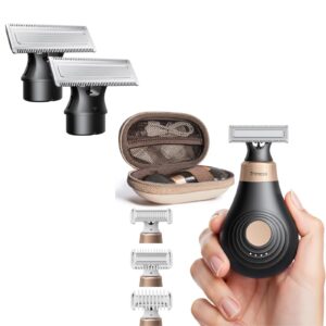 Trimcoo Electric Body Hair Trimmer for Women and Magnetic Replacement Blades Black 2 Set