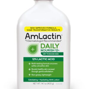 AmLactin Daily Nourish 12% – 14.1 oz Body Lotion with 12% Lactic Acid – Exfoliator and Moisturizer for Dry Skin (Packaging May Vary)​