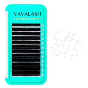 VAVALASH Cashmere Lashes 0.03/0.05/0.07 Premium Lashes Volume Eyelash Extensions 8-20MM Individual Silk Lashes, Soft Super Matte Black Professional Lashes Extension Tray Supplies (0.05-D-15MM)