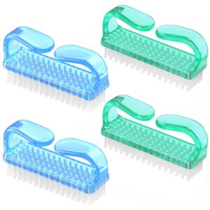 Larbois Handle Grip Nail Brush, Hand Fingernail Brush Cleaner Scrubbing Kit Pedicure for Toes and Nails Men Women (4 Pack)
