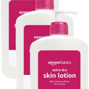 Amazon Basics Body Lotion for Extra-Dry Skin with Vitamins B5 & E, Clean Scent, 16 fl oz, Pack of 3 (Previously Solimo)