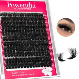 Fowendia Fluffy Individual Lashes 100D D Curl Cluster Eyelash Extensions 10-18mm Wispy DIY Lash Extension Thick Volume False Eyelashes Clusters for Beginners