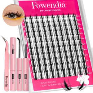 Fowendia Fairy Lash Clusters Kit Fluffy Individual Lashes D Curl Cluster Eyelash Extensions 10-18mm DIY Lash Extension Kit Lash Bond and Seal Waterproof, Lash Applicator, Fairy-Kit
