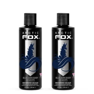 ARCTIC FOX Vegan and Cruelty-Free Semi-Permanent Hair Color Dye – BLUE JEAN BABY 8 Fl Oz (Pack of 2)