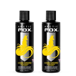 ARCTIC FOX Vegan and Cruelty-Free Semi-Permanent Hair Color Dye – COSMIC SUNSHINE 8 Fl Oz (Pack of 2)