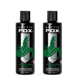 ARCTIC FOX Vegan and Cruelty-Free Semi-Permanent Hair Color Dye – PHANTOM GREEN 8 Fl Oz (Pack of 2)