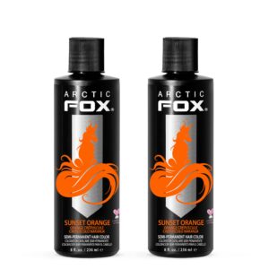 ARCTIC FOX Vegan and Cruelty-Free Semi-Permanent Hair Color Dye – SUNSET ORANGE 8 Fl Oz (Pack of 2)