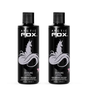 ARCTIC FOX Vegan and Cruelty-Free Semi-Permanent Hair Color Dye – STERLING 8 Fl Oz (Pack of 2)