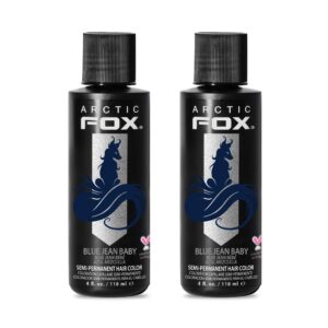ARCTIC FOX Vegan and Cruelty-Free Semi-Permanent Hair Color Dye – BLUE JEAN BABY 4 Fl Oz (Pack of 2)
