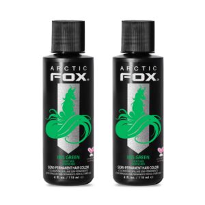 ARCTIC FOX Vegan and Cruelty-Free Semi-Permanent Hair Color Dye – IRIS GREEN 4 Fl Oz (Pack of 2)