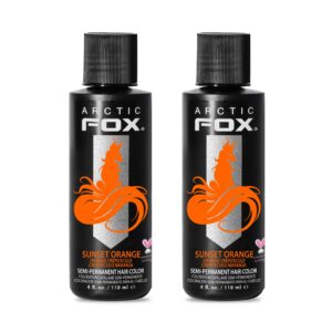 ARCTIC FOX Vegan and Cruelty-Free Semi-Permanent Hair Color Dye – SUNSET ORANGE 4 Fl Oz (Pack of 2)