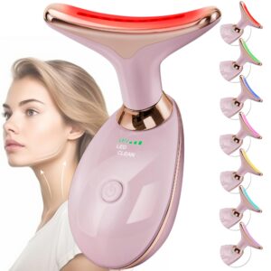 Facial Massager Red-Light-Therapy-for-Face and Neck, Face 𝖲 culpting Wand with 7 Color – Birthday, Christmas, Mothers Day, Valentines Day Gifts for Her Women Mom Best Friend Wife Teacher (Rose Gold)