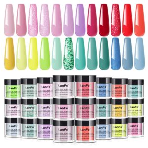 LanFo Acrylic Powder Set 24 Colors Pink Blue Red Nail Acrylic Powder Glitter Acrylic Nail Powder Professional Acrylic Nail Powder for Extension Carving Nail Kit Gifts No Nail Lamp Needed