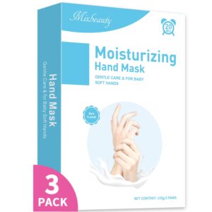 Hand Mask 3 Pairs Moisturizing Glove Hand Peeling Mask Repair Rough and Dry Skin-Milk