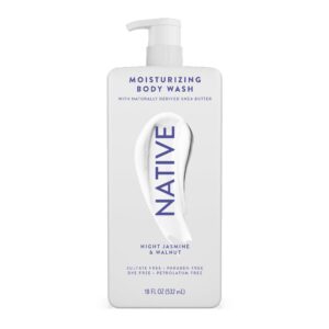 Native Moisturizing Body Wash Contains Naturally Derived Ingredients | For Women & Men, Sulfate, Paraben, & Dye Free Leaving Skin Soft and Hydrated | Night Jasmine & Walnut 18 oz
