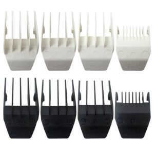 2025 New 8 Pack Clipper Guards Replacement For Wahl Neo/Beret/Echo/Bullet/Sterling 2 Plus/MAG/Sterling 4 Trimmer-4 Black &4 White by GRABOTE