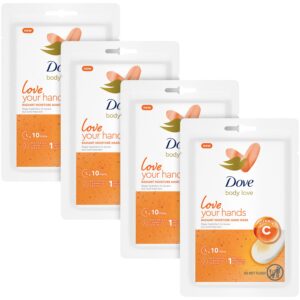Dove Radiant Moisture Hand Mask – Vitamin C Hand Repair Gloves> Dove Body Love Hand Moisturizer Gloves with Restoring Ceramide Serum for Soft Hands> Hand Masks for Dry Cracked Hands (Pack of 4)