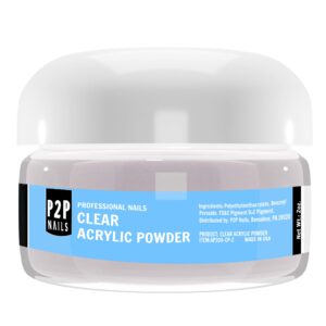 P2P Acrylic Powder – Long-Lasting Acrylic Nail Powder – Professional Salon Nail Quality – Great Nail DIY Activity – Ideal Gift for Friends and Family (2oz> Clear)