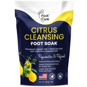 Citrus Detox Foot Soak with Epsom Salts – for Foot Callus, Da​​​​maged Toenail Appearance, Pedicure Spa, and Soothing Sore, Tired Feet – Made in USA – 16oz