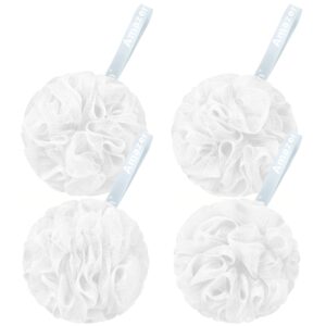 AmazerBath Loofah Sponge 60g/Piece, Exfoliating Bath Sponge Body Scrubber – Loofa Set of 4 – Snow White