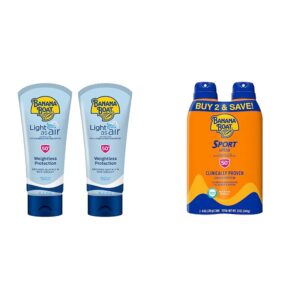 Banana Boat Light As Air Sunscreen Lotion SPF 50 and Sport Ultra SPF 50 Sunscreen Spray Twin Packs, 6oz each