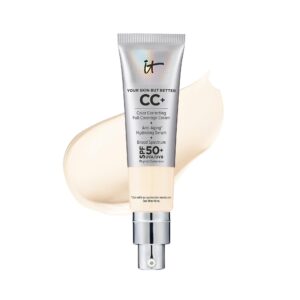 IT Cosmetics Your Skin But Better CC+ Cream, Fair Ivory – Color Correcting Cream, Full-Coverage Foundation, Hydrating Serum & SPF 50+ Sunscreen – Natural Finish – 1.08 fl oz