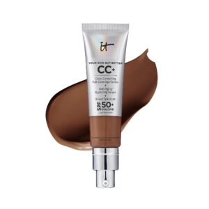 IT Cosmetics Your Skin But Better CC+ Cream, Deep Honey – Color Correcting Cream, Full-Coverage Foundation, Hydrating Serum & SPF 50+ Sunscreen – Natural Finish – 1.08 fl oz