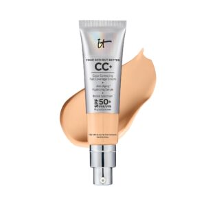 IT Cosmetics Your Skin But Better CC+ Cream, Light Medium Warm – Color Correcting Cream, Full-Coverage Foundation, Hydrating Serum & SPF 50+ Sunscreen – Natural Finish – 1.08 fl oz