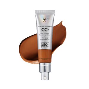 IT Cosmetics Your Skin But Better CC+ Cream, Rich Honey (W) – Color Correcting Cream, Full-Coverage Foundation, Hydrating Serum & SPF 50+ Sunscreen – Natural Finish – 1.08 fl oz