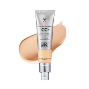 IT Cosmetics Your Skin But Better CC+ Cream, Light Medium (C) – Color Correcting Cream, Full-Coverage Foundation, Hydrating Serum & SPF 50+ Sunscreen – Natural Finish – 1.08 fl oz