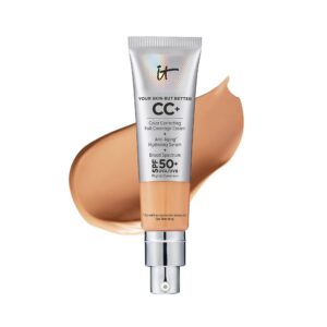 IT Cosmetics Your Skin But Better CC+ Cream, Neutral Tan – Color Correcting Cream, Full-Coverage Foundation, Hydrating Serum & SPF 50+ Sunscreen – Natural Finish – 1.08 fl oz