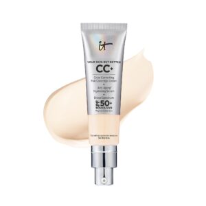 IT Cosmetics Your Skin But Better CC+ Cream, Fair – Color Correcting Cream, Full-Coverage Foundation, Hydrating Serum & SPF 50+ Sunscreen – Natural Finish – 1.08 fl oz