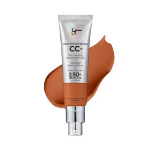 IT Cosmetics Your Skin But Better CC+ Cream, Rich Cool – Color Correcting Cream, Full-Coverage Foundation, Hydrating Serum & SPF 50+ Sunscreen – Natural Finish – 1.08 fl oz