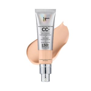 IT Cosmetics Your Skin But Better CC+ Cream, Light Neutral – Color Correcting Cream, Full-Coverage Foundation, Hydrating Serum & SPF 50+ Sunscreen – Natural Finish – 1.08 fl oz