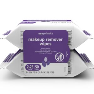 Amazon Basics Make Up Remover Wipes, Night Calming, 25 Count, Pack of 2 (Previously Solimo)
