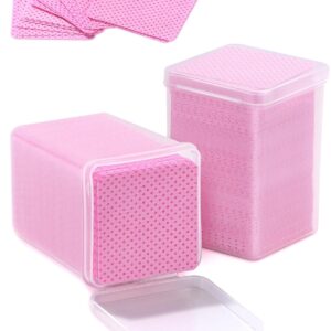 TEOYALL Lint Free Nail Wipes, 400 PCS Non-Woven Fabric Nail Cleaning Pads Pink Lash Extensions Glue Cleaning Wipes Salon Supplies