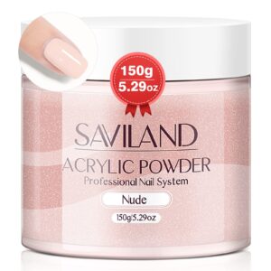 Saviland 5.29OZ Nudes Acrylic Nail Powder Large Capacity Acrylic Powder for Salon Effect Acrylic Extension 3D Nail Carving French Manicure Long-Lasting No Nail Lamp Needed