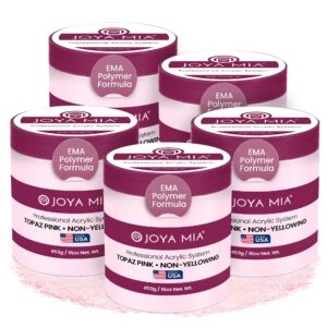 Joya Mia Acrylic Powder for Nails> MMA-Free> Super Adhesion Professional Powder for Flawless & Long-Lasting Nail Enhancements> Easy Application> Vibrant & Stunning Colors – Topaz Pink> 5 lbs
