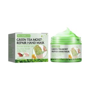 Surakey Green Tea Repair Hand Mask Honey Hand Wax Hand Mask Moisturizing and Exfoliating Hand Dead Skin Rough Skin Mask Anti Cracking for Women Dry> Aging> Cracked Hands 50g
