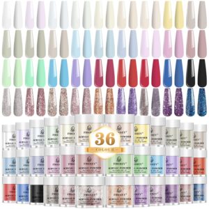 Firekey 36 Shade Acrylic Nail Powder Kit – Vibrant Colors & Gold Glitter> Premium Quality> Suitable for All Skill Levels
