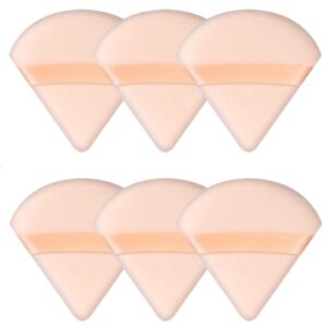 Pimoys 6 Pieces Powder Puff Triangle Makeup Powder Puffs for Face Powder Setting Powder Cosmetic Foundation Blending Sponge Beauty Makeup Tool, Beige