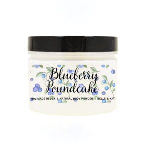 Blueberry Poundcake Scented Body Powder for Men & Women, Perfume Dusting Powder, Bath Powder with Fragrance & Essential Oils, Talc Free 8oz Container, Made in USA
