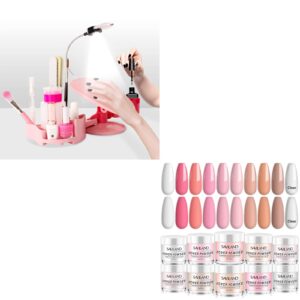 Saviland Acrylic Powder Set: Keratin Professional Acrylic Nail Powder Clear SAVILAND Nail Stand Hand Rest for Nail Tech:Adjustable Manicure Hand Rest with Nail Arm Rest Nail File LED Light Nail Holder